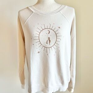 Mate The Label Sun Star Goddess Crew Neck Long Sleeve Cream Size Large